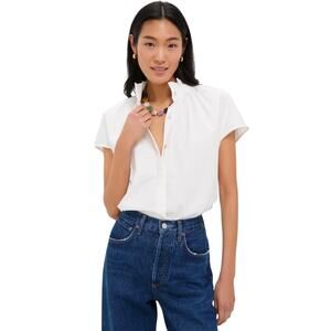 Tuckernuck White Ruffle Collar Short-Sleeve Blouse (read description)